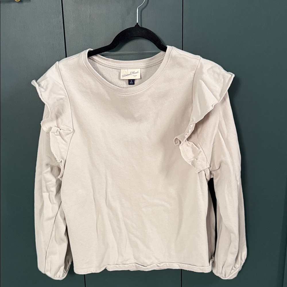 Universal Thread Cream Long Sleeve Ruffle Top